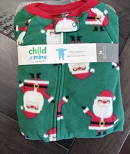 NWT FOOTED FLEECE CARTER'S Sz 3T Santa New CHRISTMAS Pajamas Green
