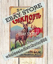 1935 GEORGE T. STAGG DISTILLERS, FRANKFORT, KENTUCKY STAGG ELKHORN WHISKEY tin s