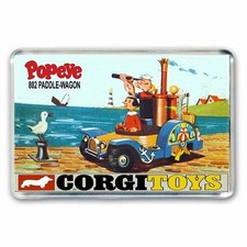 RETRO CARTOON -' POPEYE' CORGI TOYS PADDLE WAGON BOX ART - JUMBO FRIDGE MAGNET