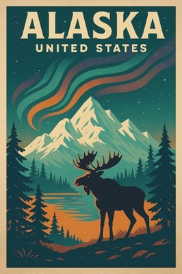 ALASKA Retro Poster USA Wall Art Vintage Landscape Print Canvas Home Decor