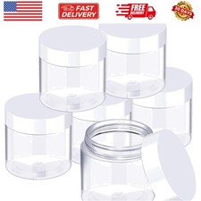 6 Pack 3 oz Plastic Jars Containers with Lids Wide-mouth Refillable Leakproof...