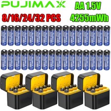 8/16/24/32PCS PUJIMAX AA 1.5V 4255mWh Rechargeable Lithium Battery  Charger Box