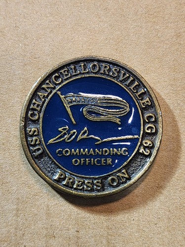 USS Chancellorsville CG-62 Press On Commander Navy Challenge Coin