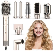 7 in 1 Hair Dryer Brush, Hot Air Brush Styler, High-Speed Multi-Styler, Gold