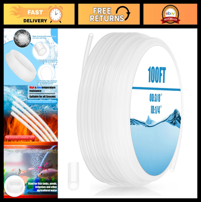 #ad 100ft Food Grade Polyethylene Tubing Clear Hose for Water Beverage Homebrew $61.99