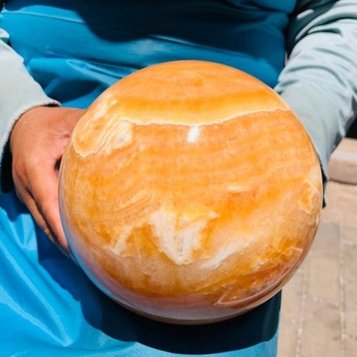 10.16LB Natural Honey Tone Yellow Calcite Sphere Reiki Healing Crystal Ball