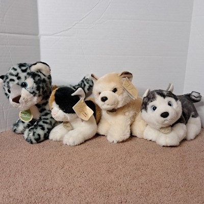 Lot Of 4 Miyoni Aurora Tots Babies Plush Calico Cat Husky Akita Leopard Plushies