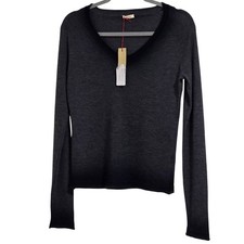 Altea Sweater Womens Charcoal Grey Cashmere Ombre V-Neck Pullover Italy READ