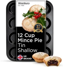 Wrenbury Pro 12 Cup Mince Pie Tin – Carbon Steel Mincemeat Baking Tray - Non S