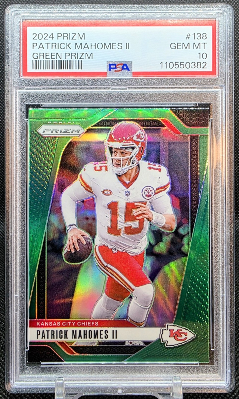 2024 Prizm 🟢 Green Prizm PATRICK MAHOMES #138 PSA 10
