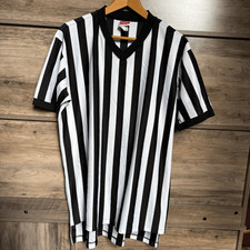 Rawlings Adult L Black White Stripe Basketball Referee Jersey Shirt Top Sporty