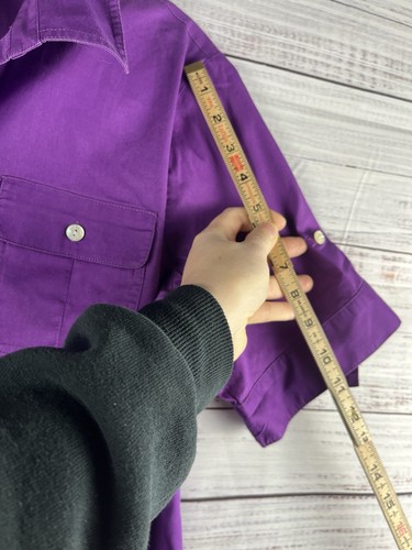 Additions by Chicos Shirt Womens 2 US Large Purple Button Up V Neck 3/4 Sleeve - Picture 4 of 6
