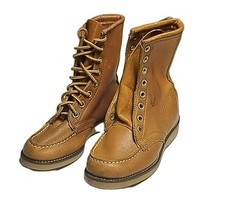 Vintage Deadstock 1960s Childrens Brown Leather Lace Up Boots Made In Usa 8