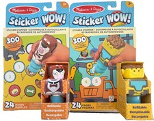LOT OF 2 Melissa Doug Sticker Wow DOG BULLDOZER 24-Page Activity Pad Stamper