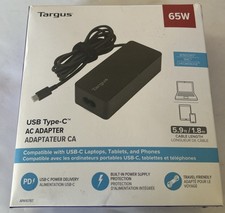 Targus 65W USB-C Adapter Laptop Tablet Phone Charger 5.9 ft. in Black New OB
