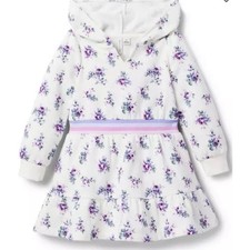 Janie and Jack Floral Hooded Dress Toddler Girls Size 5 White NEW Floral Ruffle