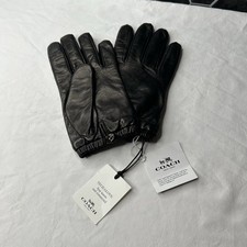 Coach Sheep Leather Wool Lined Tech Gloves Size 6.5 Black New W Tags