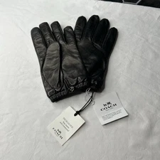 Coach Sheep Leather Wool Lined Tech Gloves Size 6.5 Black New W Tags 