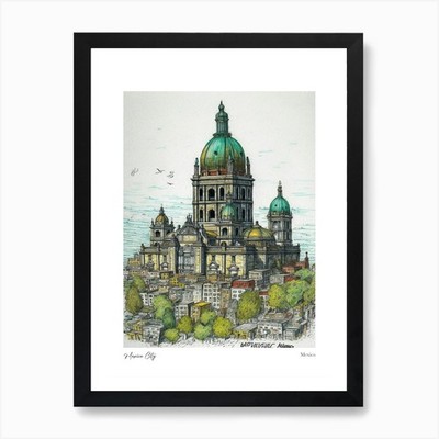 Mexiko Stadt Mexiko Zeichnung Bleistift S gerahmtes Wandbild Poster Leinwanddruck Bild