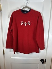 Vintage 1990s Red Fleece Christmas Embroidered Angels Woman  s XL Fleece