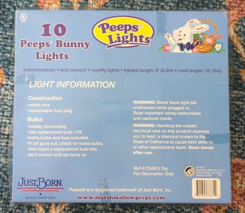Vintage Peeps Bunny String Lights Blue Turquoise Glitter Set of 10 New Sealed - Picture 2 of 4