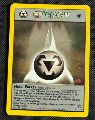 1. Edition Metall Energie 19/111 Holo Neo Genesis Set Pokemon Karte