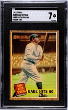 1962 Topps Babe Hits 60 #139 Babe Ruth Special Green Tint SGC 7