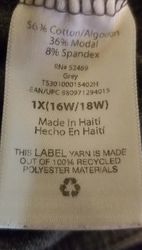 Terra Sky 1X 16-18W Leggings Gray Pullon Skinny Soft Tagless Ankle EUC - Picture 6 of 7