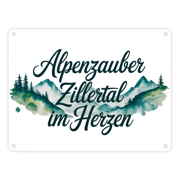 Alpenzauber Zillertal Im Herzen Metallschild XXL In 28X38 Cm Berglandschaft-image