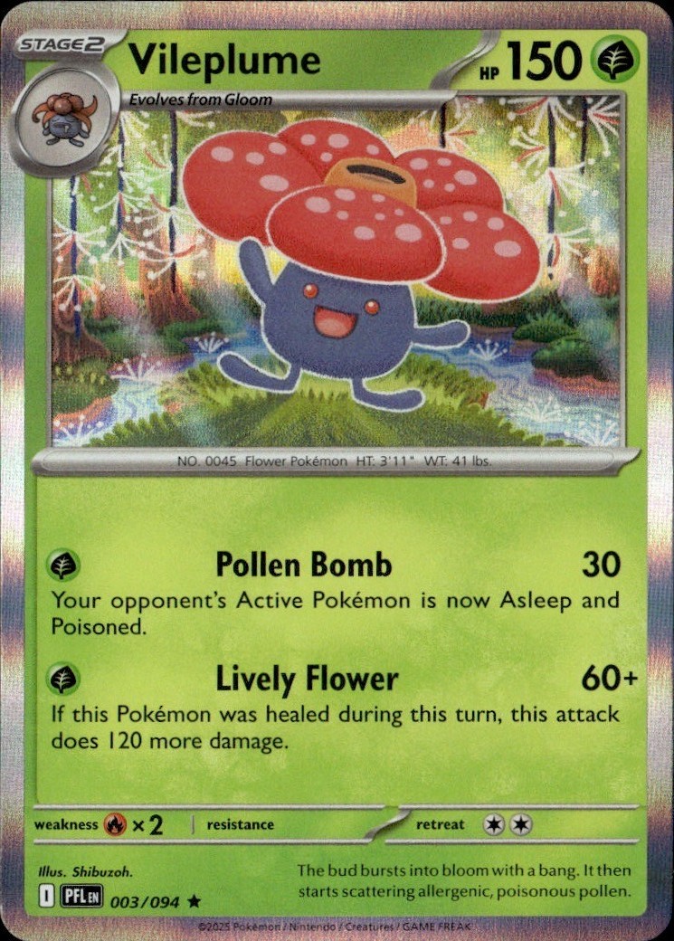 Vileplume Rare PFL ME02: Phantasmal Flames 003/094 LP