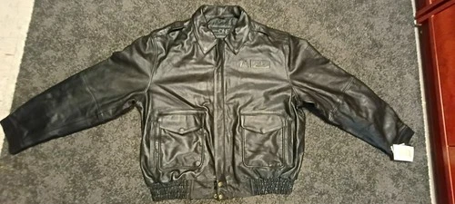 Ultra One Platinum Genuine Leather Black Bomber Jacket Full Zip Lined 3XL - product listing photo