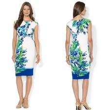 New! RALPH LAUREN ~Size 6~ Floral Print Shirred Waist Sheath Dress Retail $144