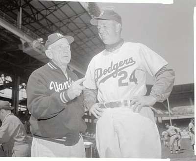 Casey Stengel left Walter Alston managers of Yankees Dodgers respe- Old Photo