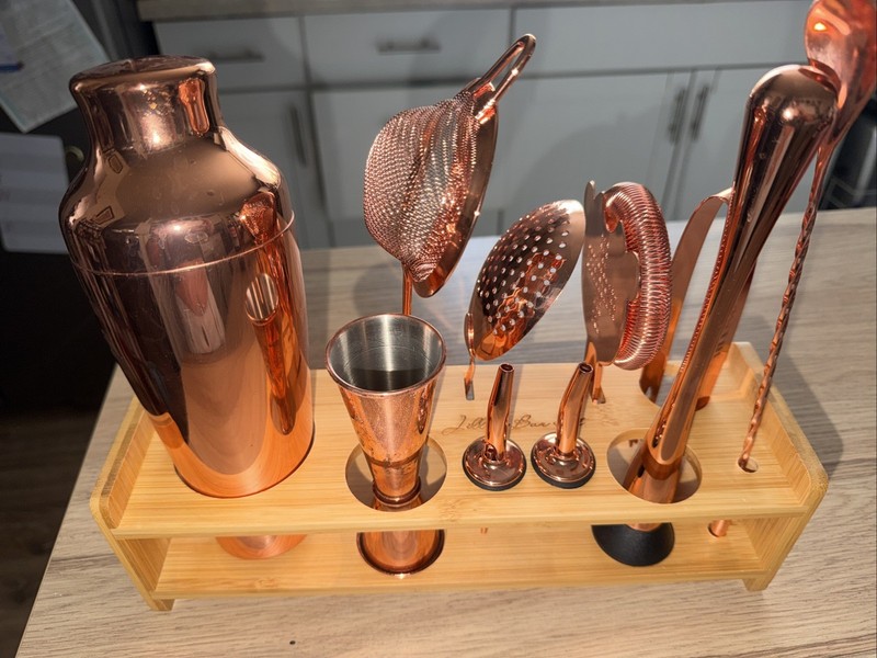 Jillmo 10 Pieces Rose Gold Cocktail Shaker Set Stainless Steel