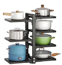 adjustable Pot and Pan Organizer for Cabinets - Heavy Duty No Drill Storage Rack