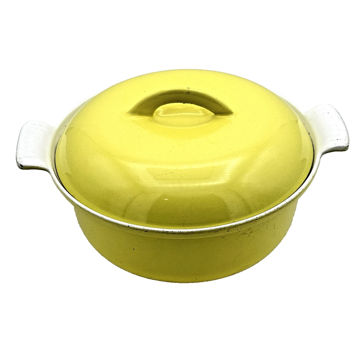 Descoware Belgium Cast Iron Enamel Casserole Dutch Oven Yellow 2 Quart