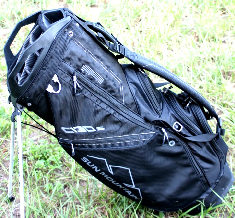 Bolsa de pie Sun Mountain C-130 S negra 14 vías 8 bolsillos cubierta de lluvia excelente Foto 3 de 4