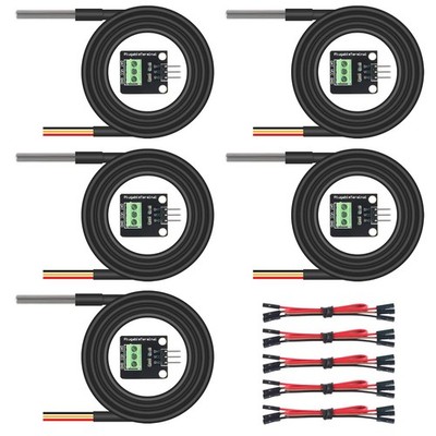 AITRIP 5PCS DS18B20 Temperatursensor Modul Kit Wasserdicht 100CM Digital
