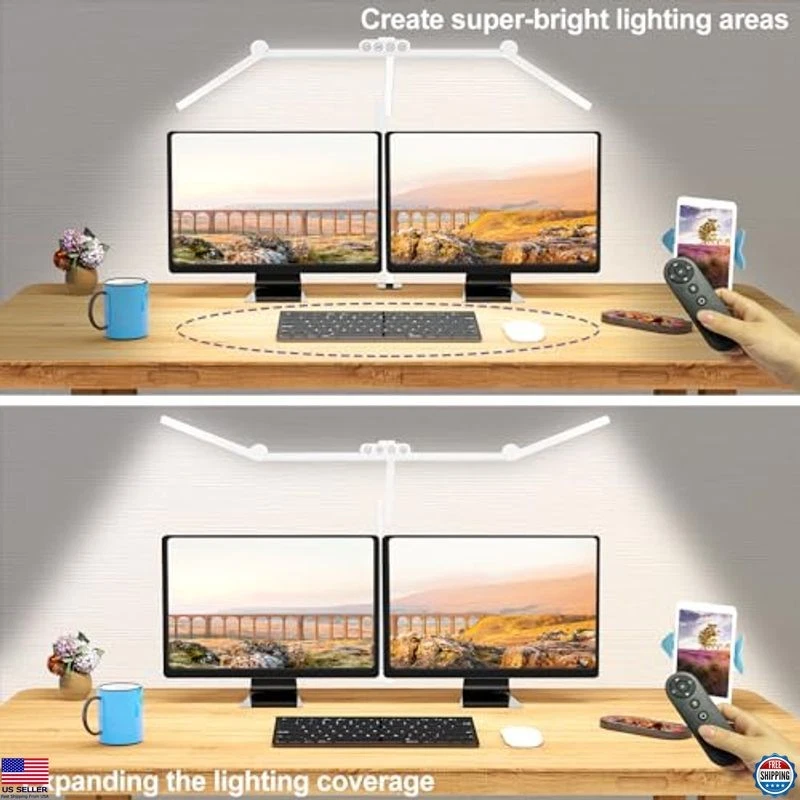 Micomlan 24W LED Desk Lamp with Clamp & Remote - Dimmable & Adjustable Lighting - Image 2 of 4