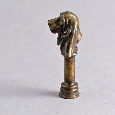 PIPE TAMPER/SCULPTURE Novelty BASSET HOUND DOG Bronze SIGNED Vintage/Antique