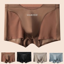 Men's Satin-Like Boxer Shorts with Glossy Mesh Splicing for Breathable Comfort