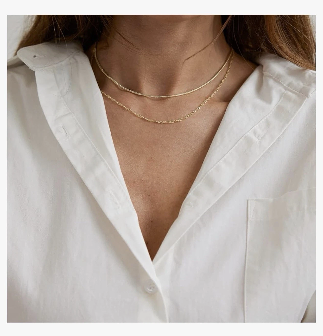 Gold Layered Necklace for Women 14K Set