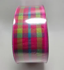 Members Mark Premium Wired Edge Ribbon 2.5 Inches Multicolor Plaid