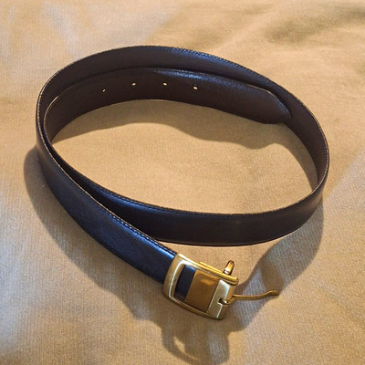 Womens Black Leather Coach Belt 34'' XL Gold