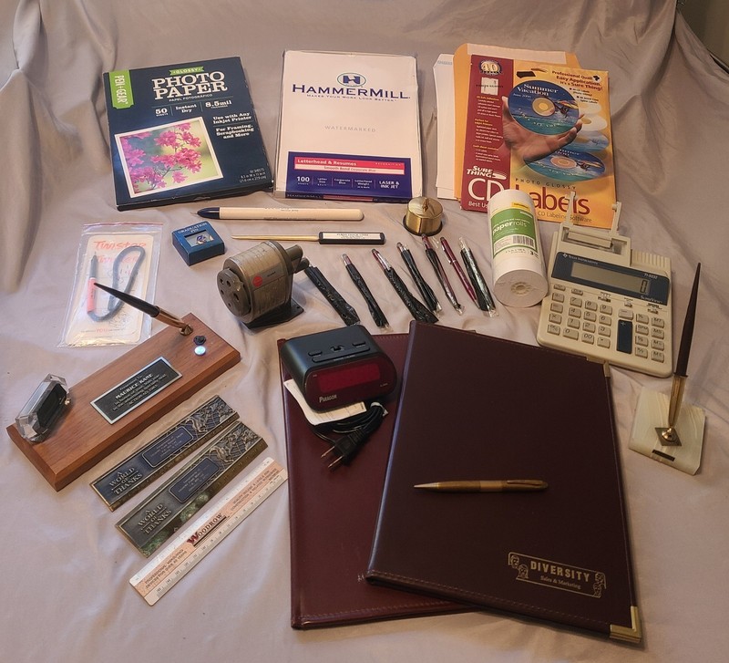 Office Space Miscellaneous Work Station Lot Vintage Items Included. 
