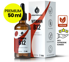 KRÄUTERLAND Vitamin B12 Tropfen 50ml, mit 500mcg/Tag, vegan, ohne Zusatzstoffe 