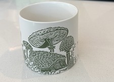 Kate Heiss Woodland Mushrooms Green Ceramic Planter Pot New 4”