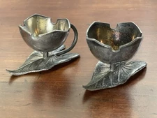Antique Silver Plated Salt Cellar Or Egg Cups. “Q” Maker’s Mark. Set Of Two.