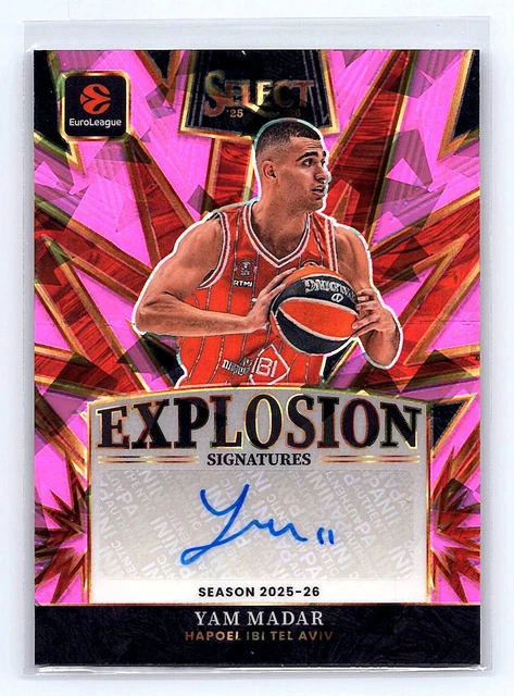 Yam Madar 2025-26 Panini Select EuroLeague #MAD Explosion Auto Pink Ice /25