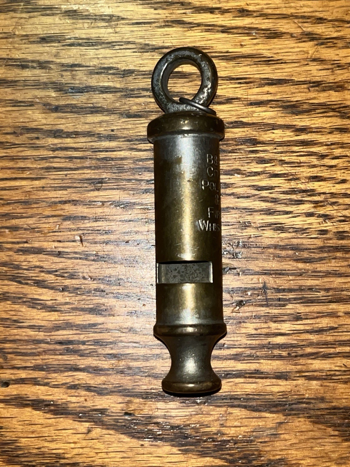 Vintage Brass Plated Tube Police & Fire Whistle.  B & R City Police & Fire